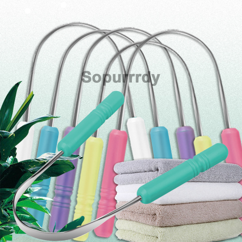 Custom Tongue Cleaner Factory - Plastic Handle Stainless Steel Tongue Scraper Brush