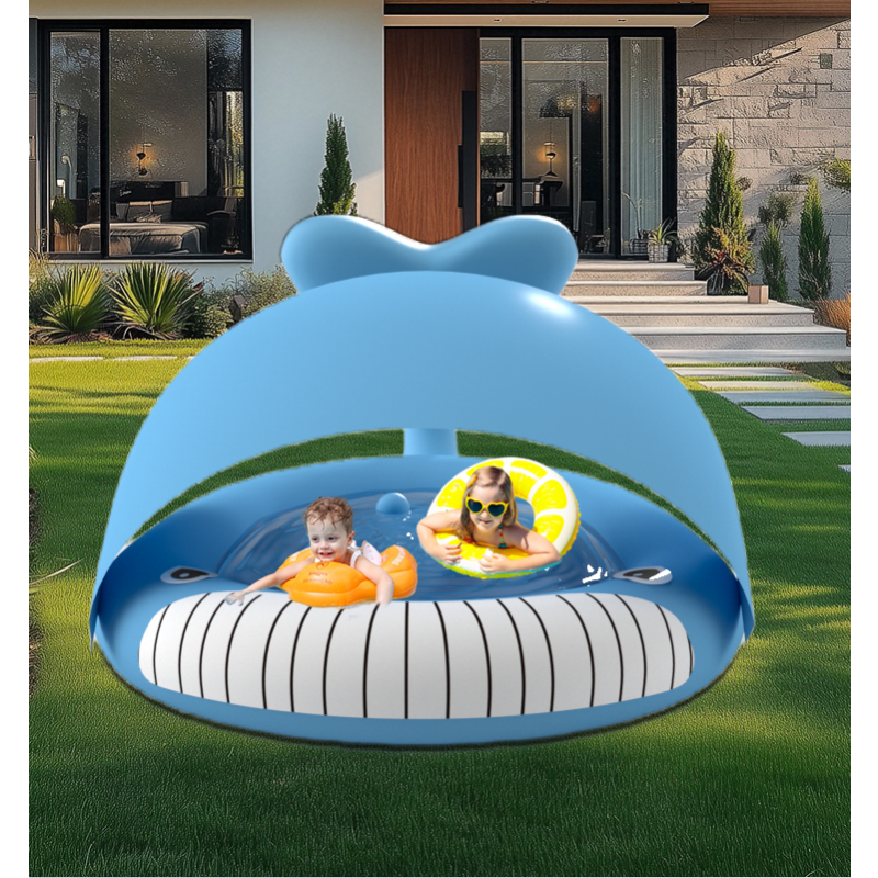 Inflatable Pool - Whale Shape Canopy for Kids