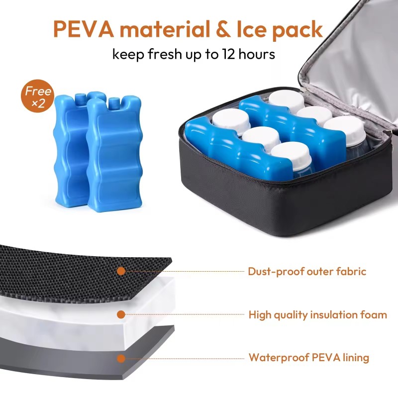 Breast Milk Cooler Bag Manufacturer - 6 Bottles Storage Bag with 2 Ice Pack