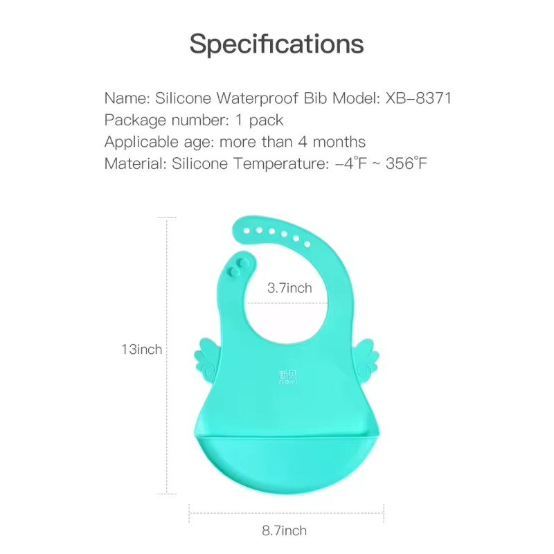 Baby Bib Factory - BPA Free Silicone Wash-Free Waterproof Food Catcher Bib
