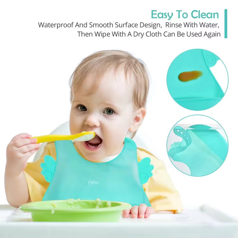 Baby Bib Factory - BPA Free Silicone Wash-Free Waterproof Food Catcher Bib
