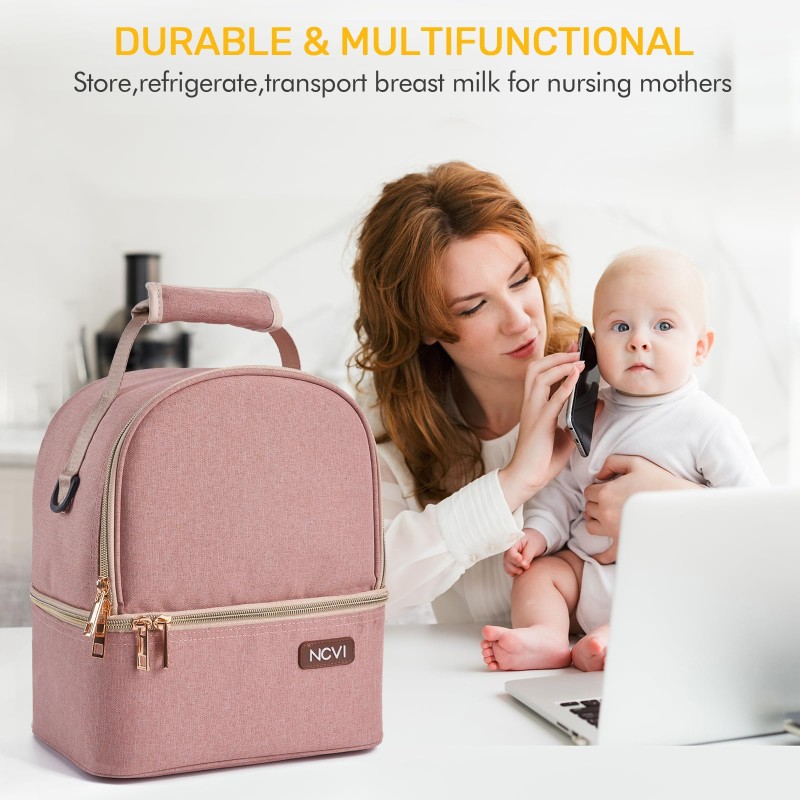 Insulated Baby Bottle Bag Factory - Double Layer Breast Pump Backpack with Ice Packs