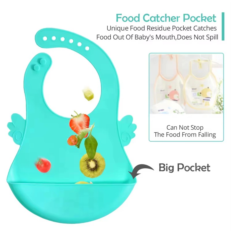 Baby Bib Factory - BPA Free Silicone Wash-Free Waterproof Food Catcher Bib