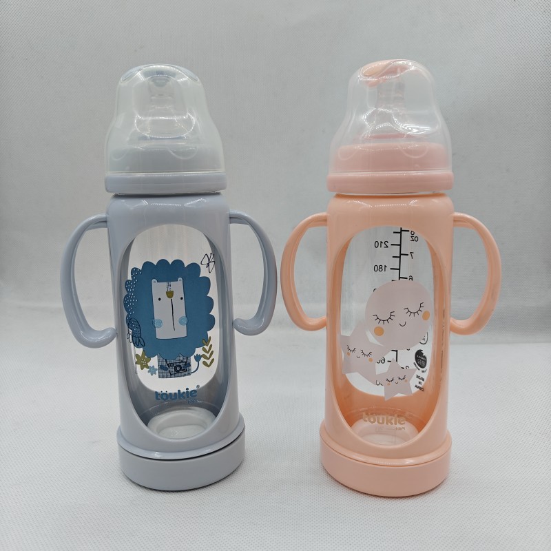 Glass Feeding Bottle - 240ml Wide Neck Handles