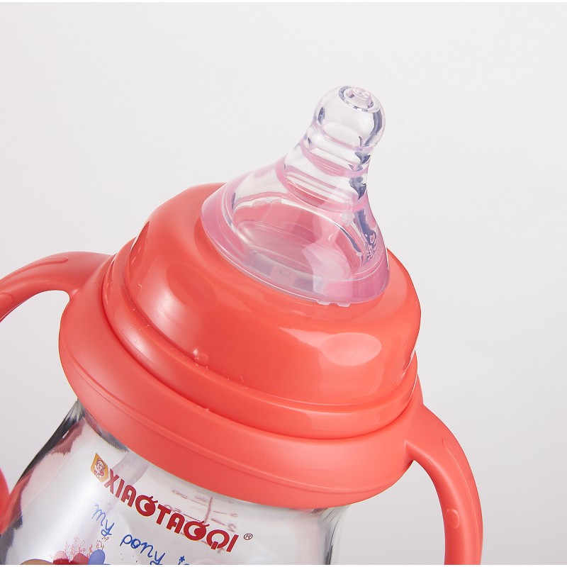 Glass Baby Bottle - Wide Neck Handles Design