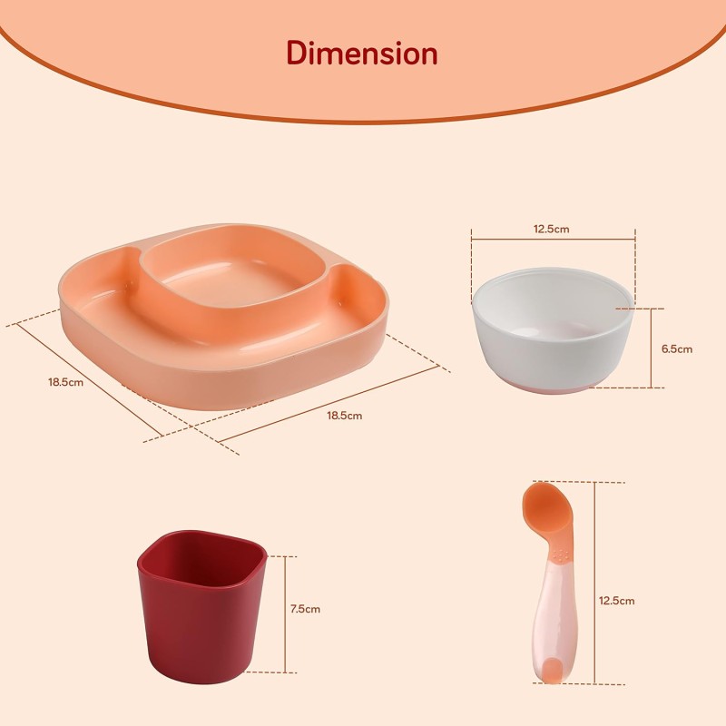 Baby Meal Set - 4 Piece Plate Bowl Utensils