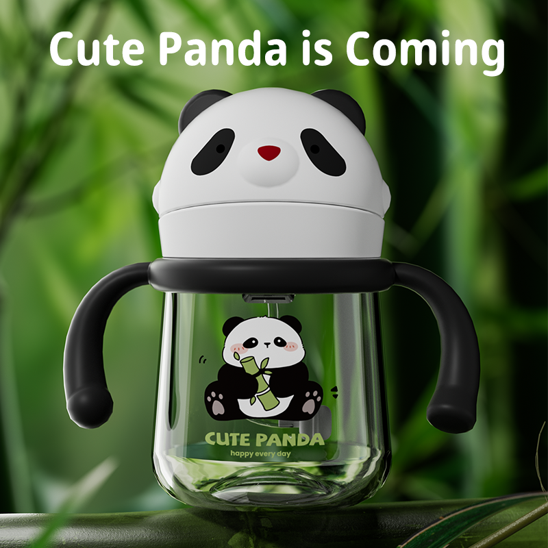 Panda Straw Cup - Cartoon Design with Lid