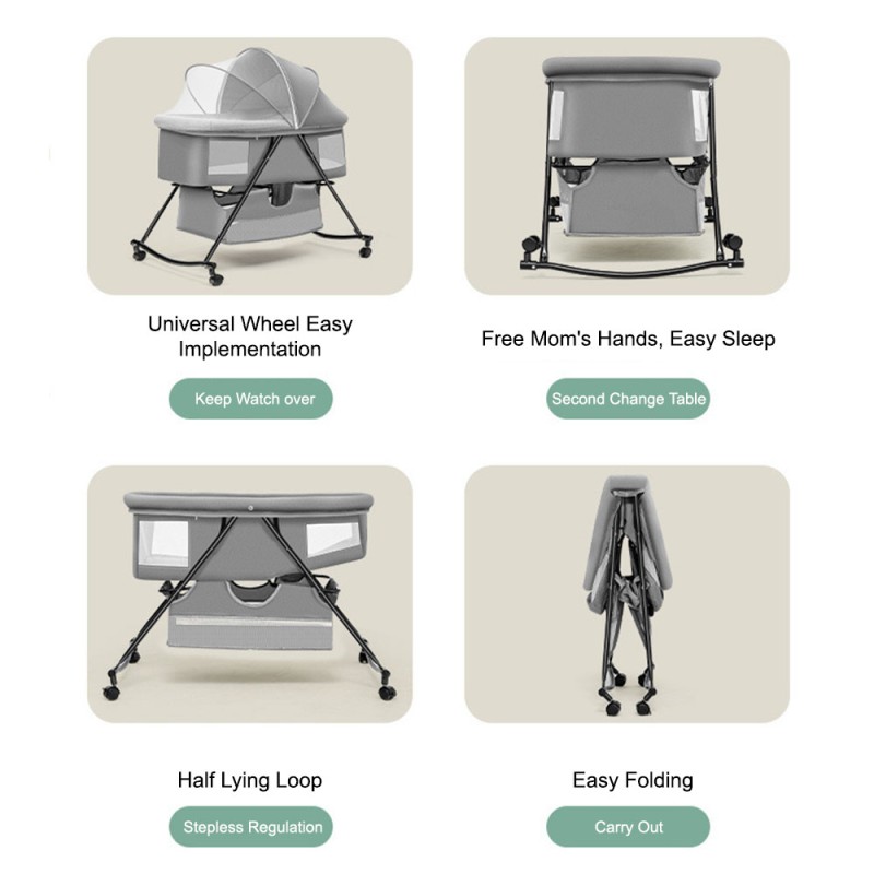 Foldable Baby Bed Supplier - Portable Plastic Crib with Wheels