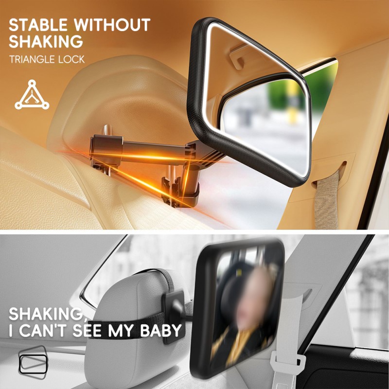 LED Baby Car Mirror Supplier - 360° Adjustable Remote Control