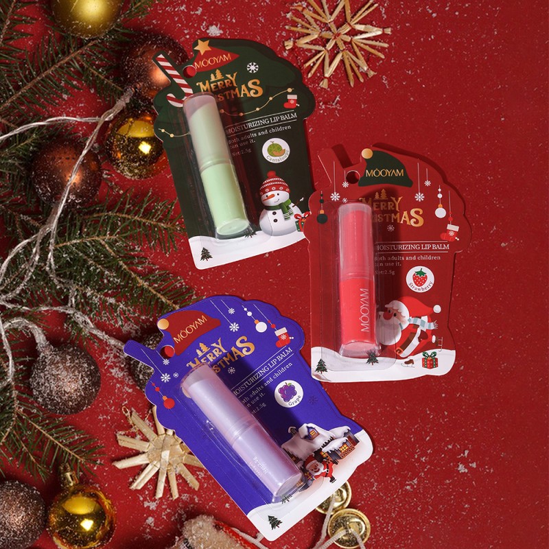 OEM Lip Balm Moisturizing Anti-cracking Cosmetics Natural Christmas Strawberry Cantaloupe Grape Nourishing Repairing Lip Balm