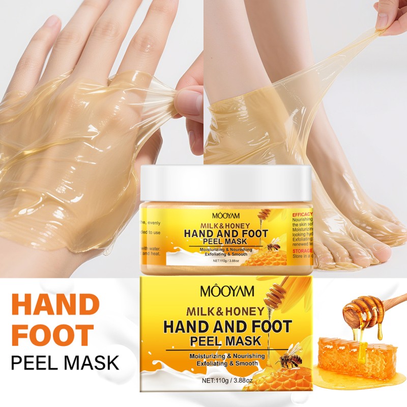 Private Label OEM Milk&Honey Hand and Foot Peel Mask Softening Smoothing Nourishing Moisturizing MOOYAM Hand and Foot Peel Mask