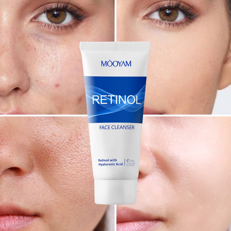 Private Label Retinol Facial Cleanser 100g Anti-Aging Daily Wash with Vitamin a Deep Cleansing & Smooths Skin MOOYAM Face Wash