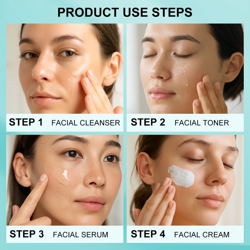 OEM ODM Salicylic Acid Cleansing and Moisturizing Skin Care Set Including Cleanser Toner Serum Cream Oil Control Skin Care Set