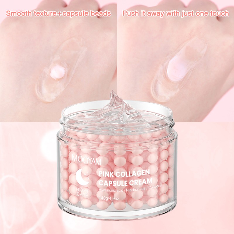 Private Label  Pink Collagen Capsule Cream Face Hydrating Niacinamide Capsule Facial Cream for All Skin Brightening