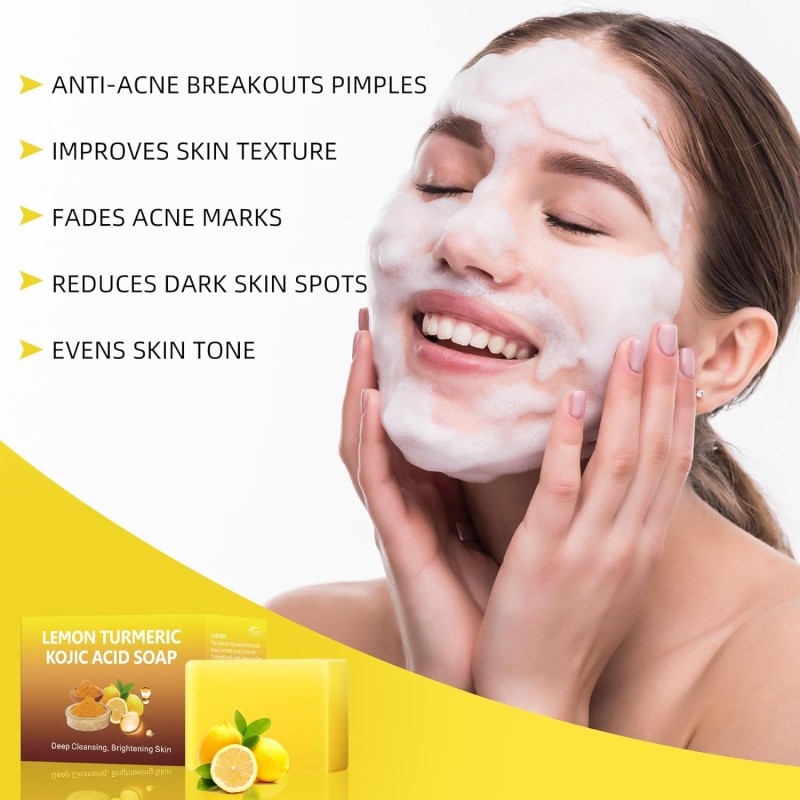 Kojic Acid Dark Spot Remover Soap Lemon Turmeric Kojic Acid Soap