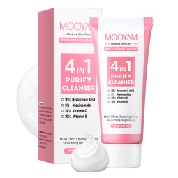 Wholesale 4 in 1 Facial Cleanser With Hyaluronic Acid Niacinamide VC VE Beauty Pore Clean Oil Control Firming MOOYAM Face Wash