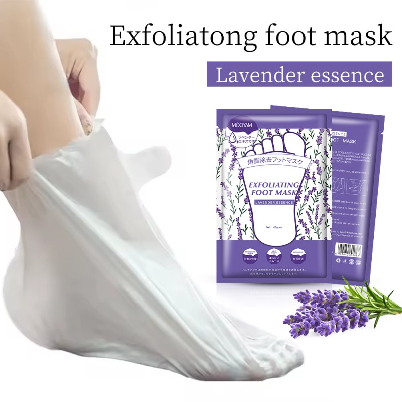 Private Label Lavender Feet Moisturizing Soften Callus Remover Exfoliating Footmask Socks Peeling Foot Mask