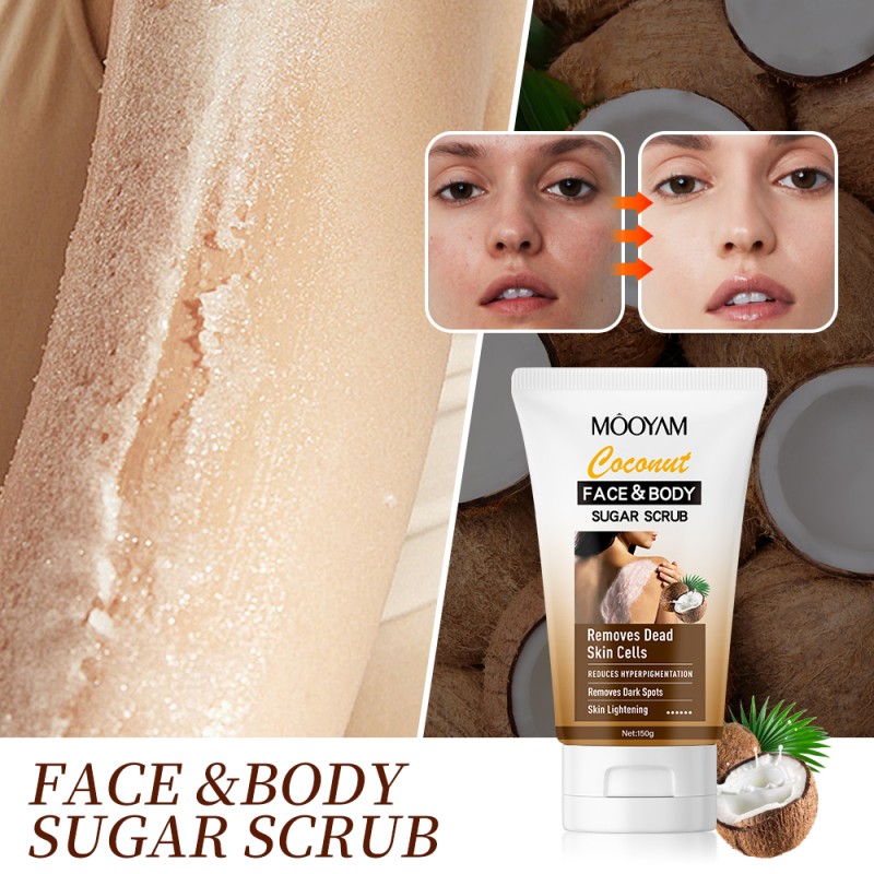 Private Label Sea Salt Exfoliating Coconut Body Scrub Vegan Fruit Body Care Whitening Exfoliating Organic MOOYAM OEM Body Scrub