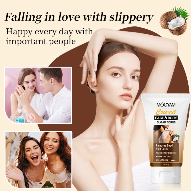 Private Label Sea Salt Exfoliating Coconut Body Scrub Vegan Fruit Body Care Whitening Exfoliating Organic MOOYAM OEM Body Scrub