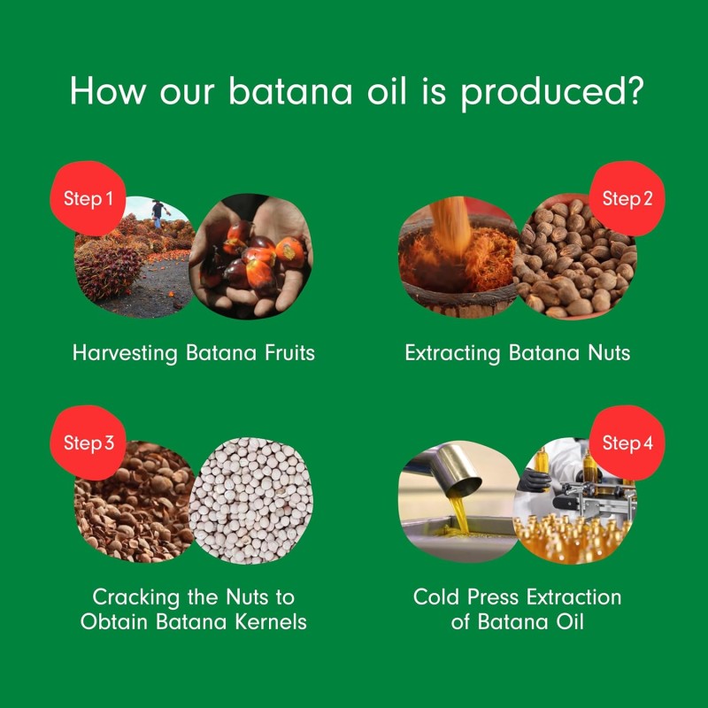 100% Pure & Natural Organic Raw Batana Oil Thicker & Stronger Hair Batana Oil for Hair Growth From Honduras