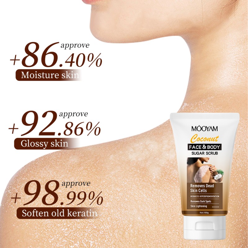 Private Label Sea Salt Exfoliating Coconut Body Scrub Vegan Fruit Body Care Whitening Exfoliating Organic MOOYAM OEM Body Scrub