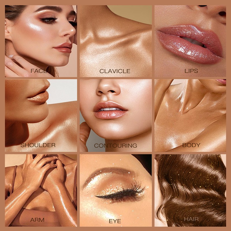Face Skin Body Oil Golden Bronze Tan Glow Shimmer Makeup Glitter Liquid Body Highlighter Body Glow Oil