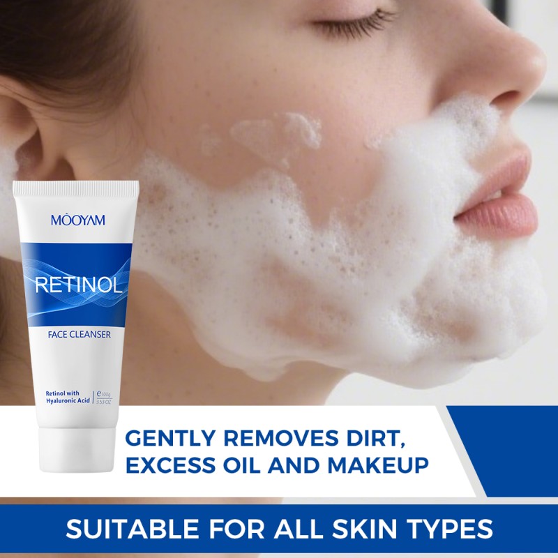 Private Label Retinol Facial Cleanser 100g Anti-Aging Daily Wash with Vitamin a Deep Cleansing & Smooths Skin MOOYAM Face Wash