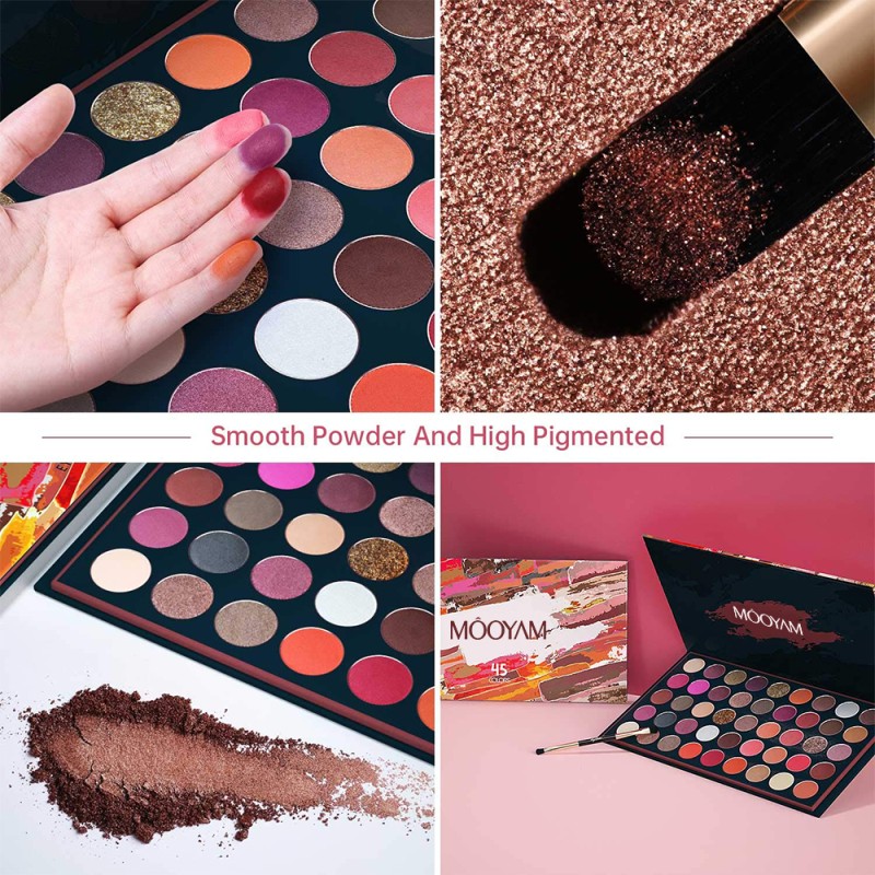 Custom Private Label 45 Colors Eyeshadow Palette / Wholesale High Pigment Waterproof Natural Eye Shadow