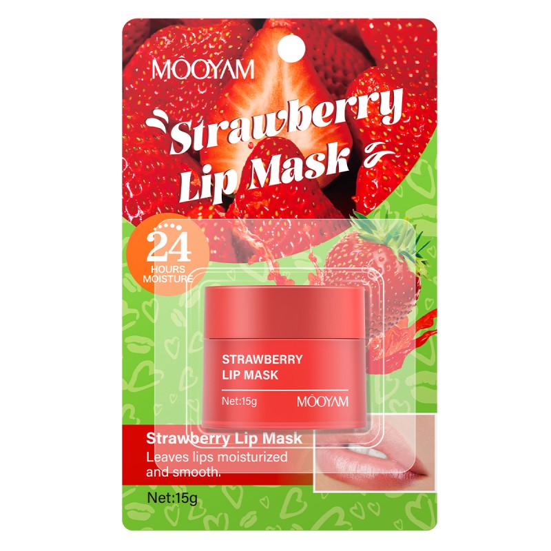 Custom Logo Strawberry Flavor Overnight Lip Mask Remove Wrinkles Hydration Long Lasting Moisturizing Repair Chapped Lip Mask