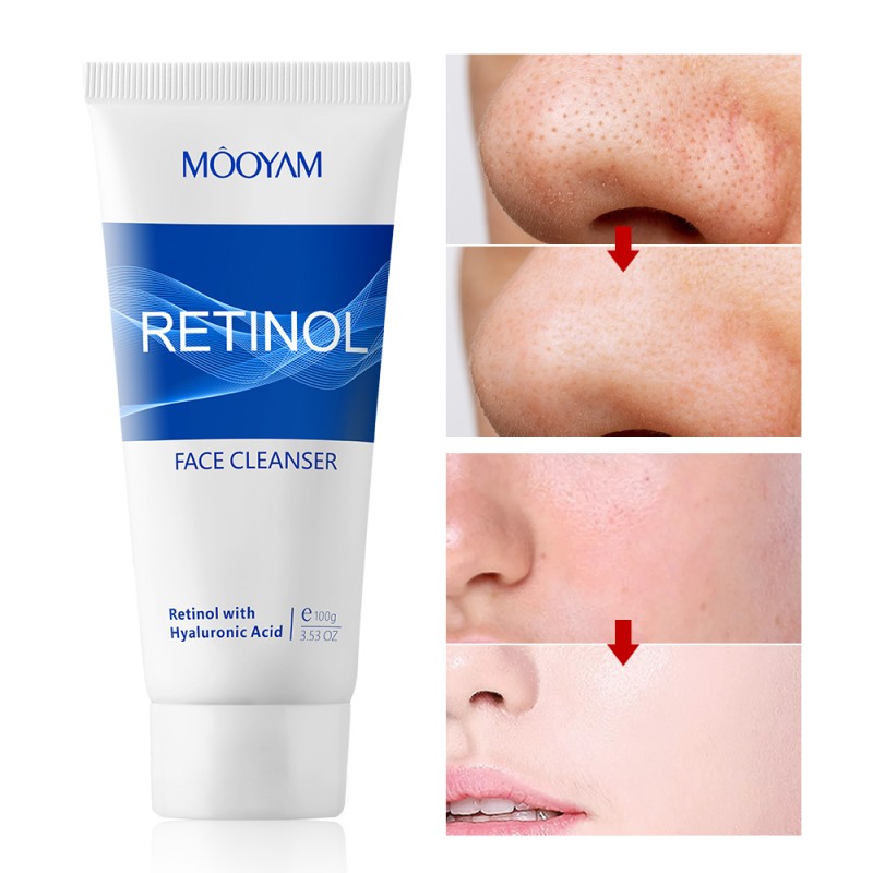 Private Label Retinol Facial Cleanser 100g Anti-Aging Daily Wash with Vitamin a Deep Cleansing & Smooths Skin MOOYAM Face Wash
