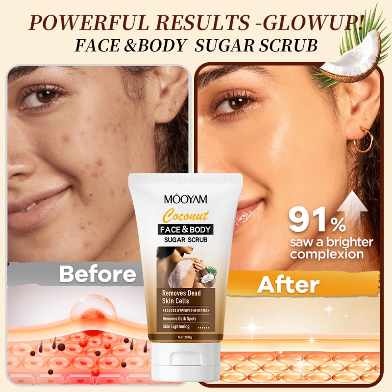 Private Label Sea Salt Exfoliating Coconut Body Scrub Vegan Fruit Body Care Whitening Exfoliating Organic MOOYAM OEM Body Scrub