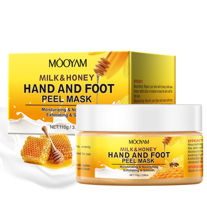 Private Label OEM Milk&Honey Hand and Foot Peel Mask Softening Smoothing Nourishing Moisturizing MOOYAM Hand and Foot Peel Mask