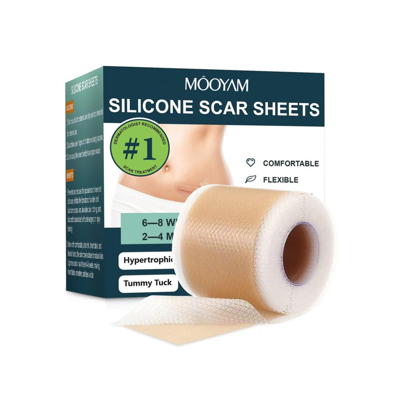 Private Label Scar Keloid Bump Removal Tape Silicone Scar Sheets for Surgical Scars (1.6"x 60" Roll-1.5M)