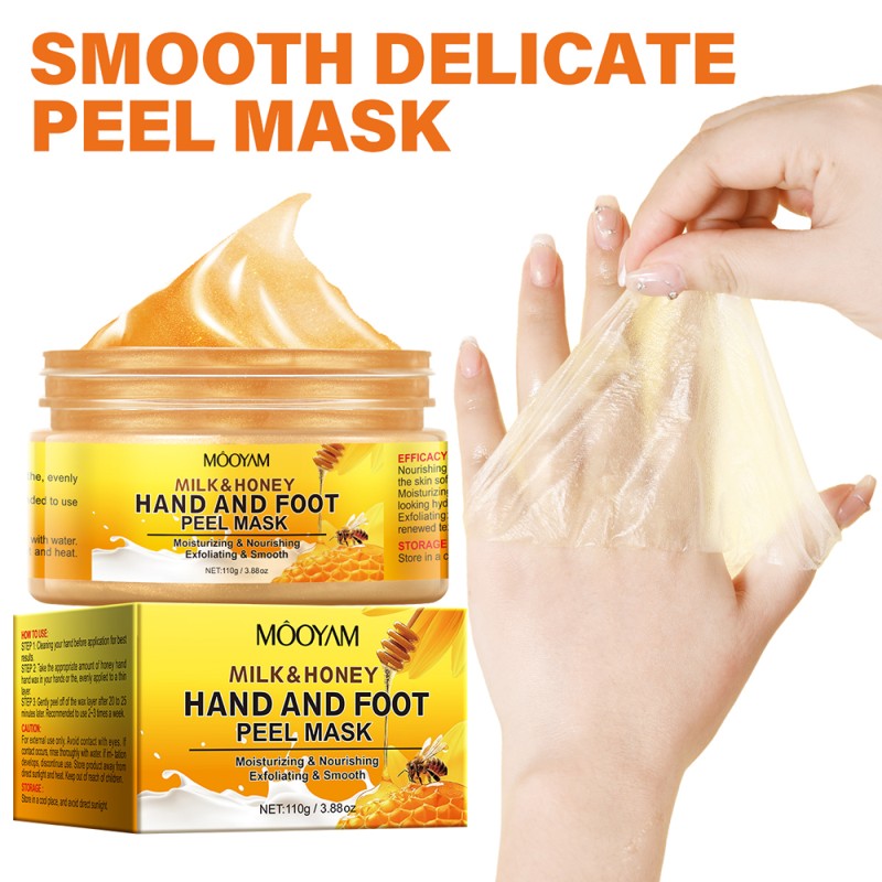 Private Label OEM Milk&Honey Hand and Foot Peel Mask Softening Smoothing Nourishing Moisturizing MOOYAM Hand and Foot Peel Mask