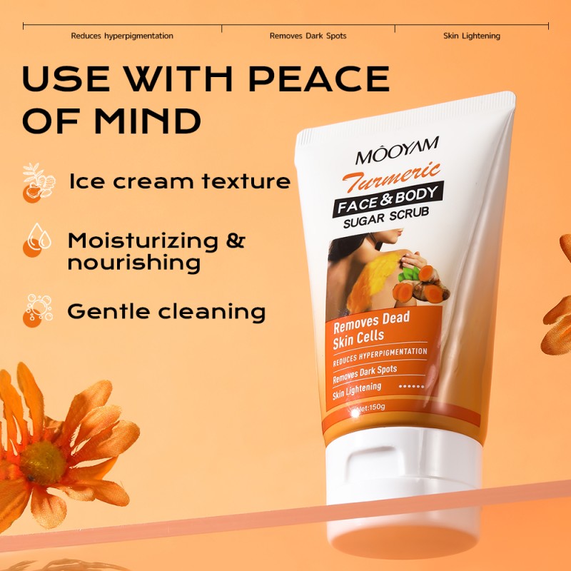 Private Label Natural Organic Exfoliating Turmeric Scrub Face Skin Brightening Turmeric MOOYAM OEM Body Sugar Scrub