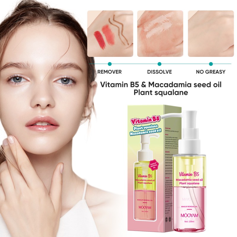 OEM ODM Rainbow Makeup Removal Oil Wholesale Cosmetics Gentle Deep Cleansing Double Layer Liquid MOOYAM Makeup Remover Oil