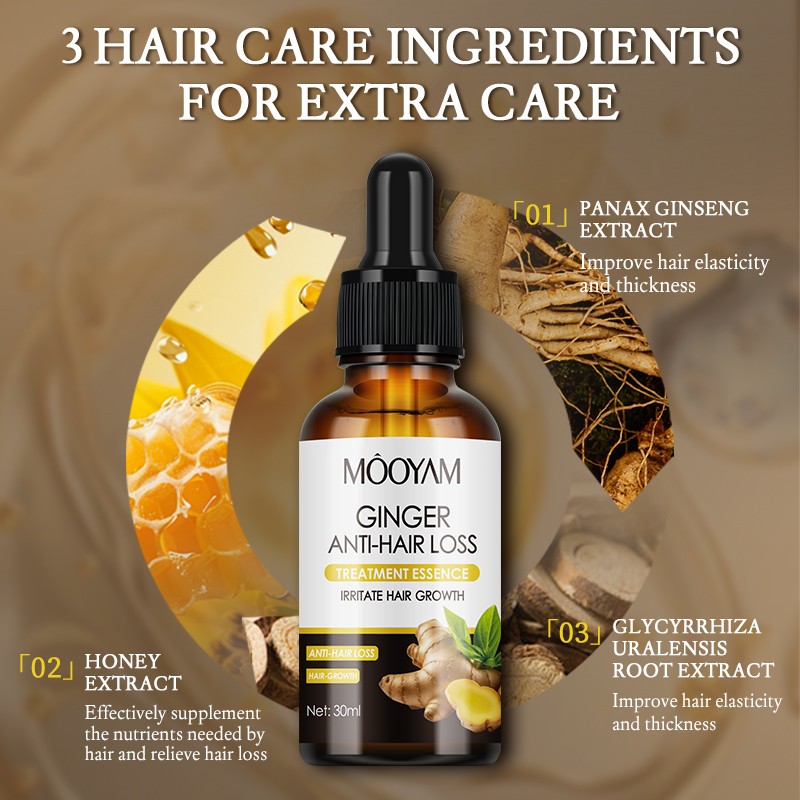 OEM Ginger Anti-hair Loss Essence Nourishing Serum Powerful Hair Moisturizing Formula Smooth 30ml MOOYAM Hair Care Growth Serum
