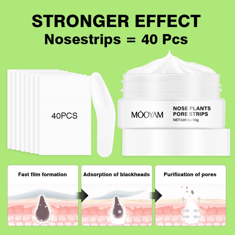 Private Label 30g Peel-Off Nose Strips for Blackhead Removal & Pore Cleansing Oil Control OEM MOOYAM Nose Plant Pore Strip