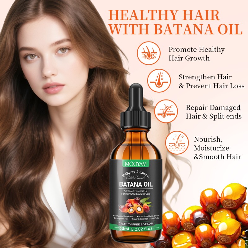 Private Label 100% Natural Organic UNREFINED Batana Oil Damaged for Men Women Scalp Care Serum MOOYAM Hair Growth Oil