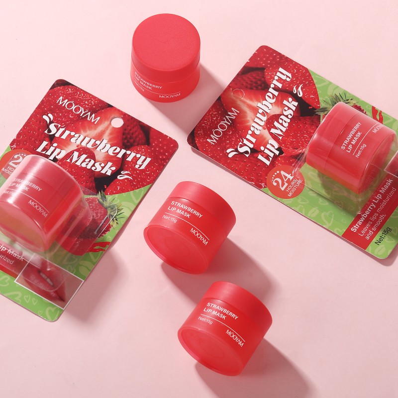 Custom Logo Strawberry Flavor Overnight Lip Mask Remove Wrinkles Hydration Long Lasting Moisturizing Repair Chapped Lip Mask