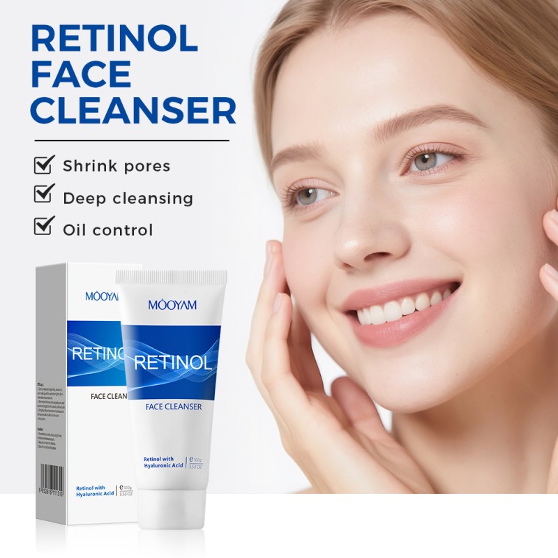 Private Label Retinol Facial Cleanser 100g Anti-Aging Daily Wash with Vitamin a Deep Cleansing & Smooths Skin MOOYAM Face Wash