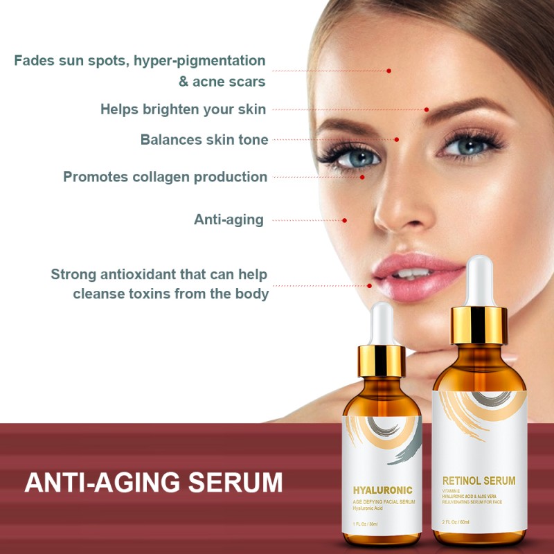 Face Serum Set Manufacturer - 2-Pack Vegan Hyaluronic Acid Retinol Serum