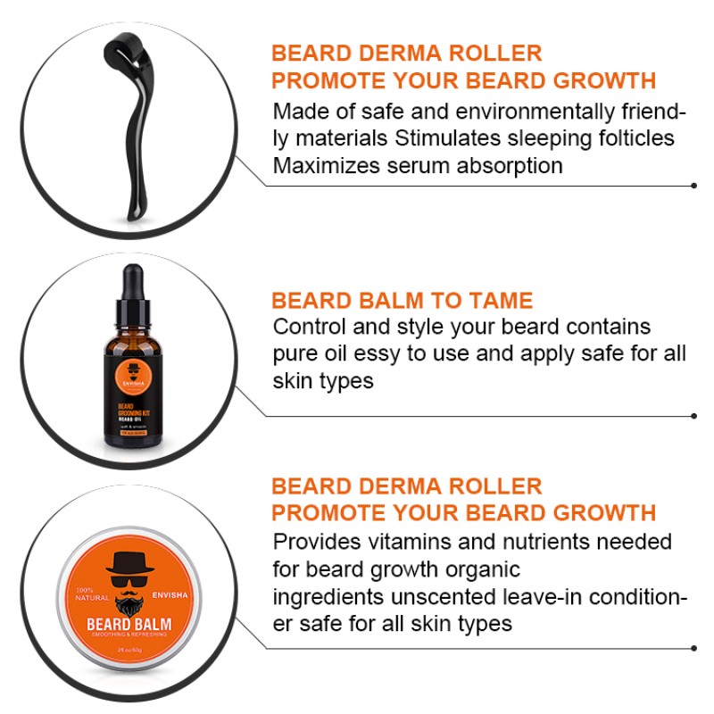 Beard Growth Oil Set Factory - 5 Pcs Private Label Organic Beard Growth Oil Set for Men