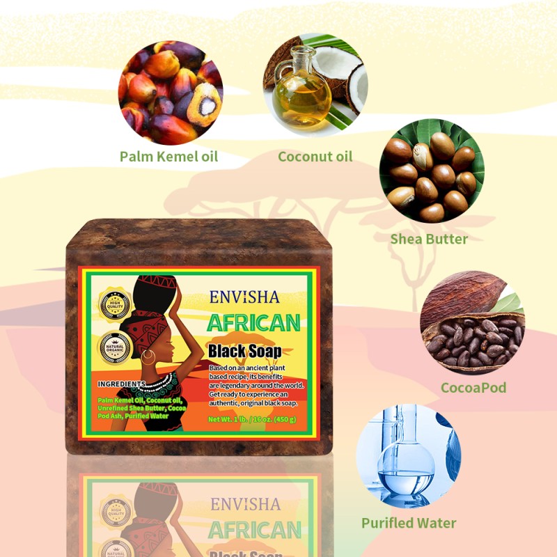 Face Wash Soap Factory - Organic African Black Soap Acne Scars Dark Spot Remover Soap