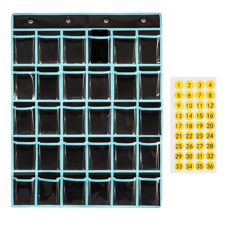 Cell Phone Pocket Chart Supplier - 36 Grids Classroom Organizer with Hooks
