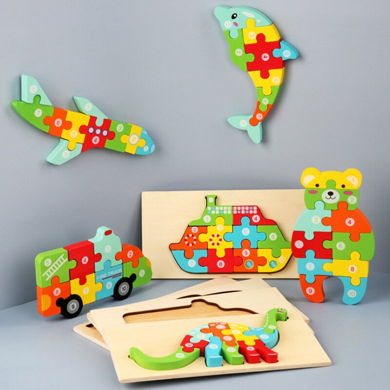 3D Wooden Puzzle Supplier - Dinosaur Cartoon Educational Toys