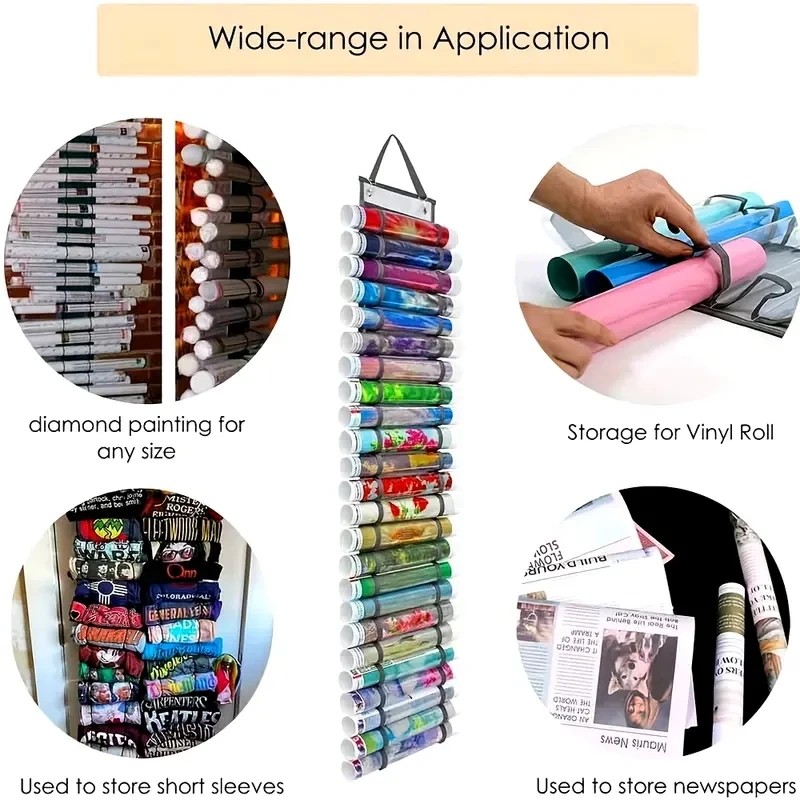 Vinyl Roll Organizer Manufacturer - 24 Pocket Hanging Rack OEM