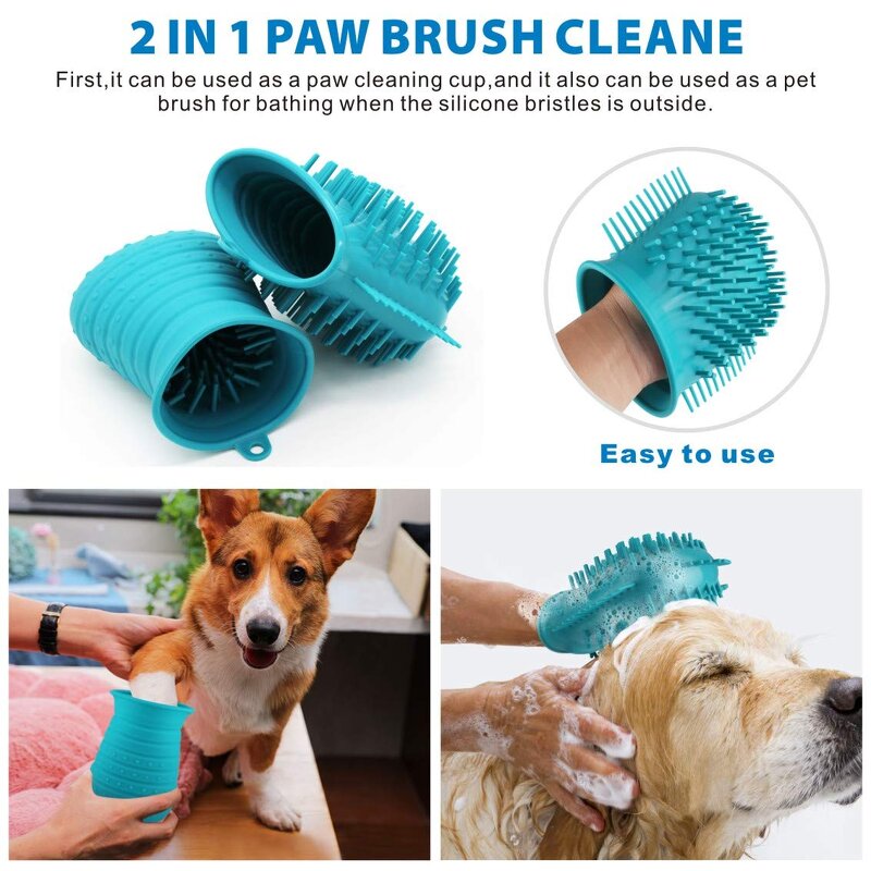 Dog Paw Cleaner Supplier - 2 in 1 Silicone Grooming Tool