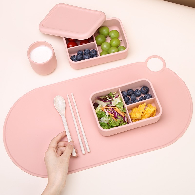 Silicone Lunch Box Manufacturer - 3 Compartment Bento Microwave Safe