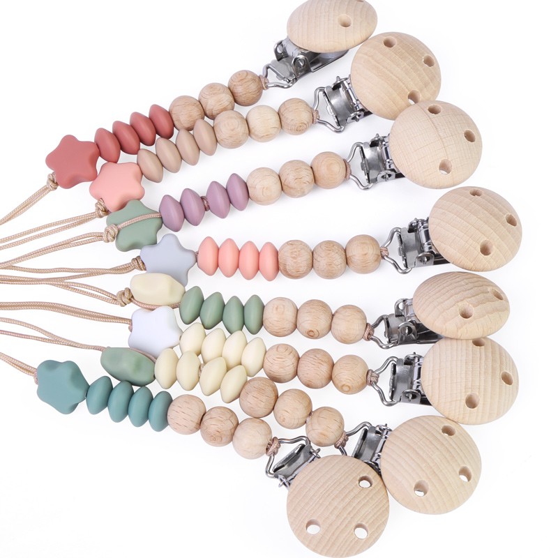 Pacifier Clip Set Manufacturer - Custom Wooden Silicone Clip
